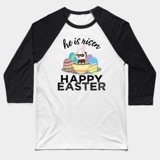 Cute Ferret Bunny Ears Easter Egg Hunt Risen Baseball T-Shirt